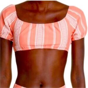 NWOT Lemlem Lucia Pouf Crop Bikini Top – Coral – Sz XL